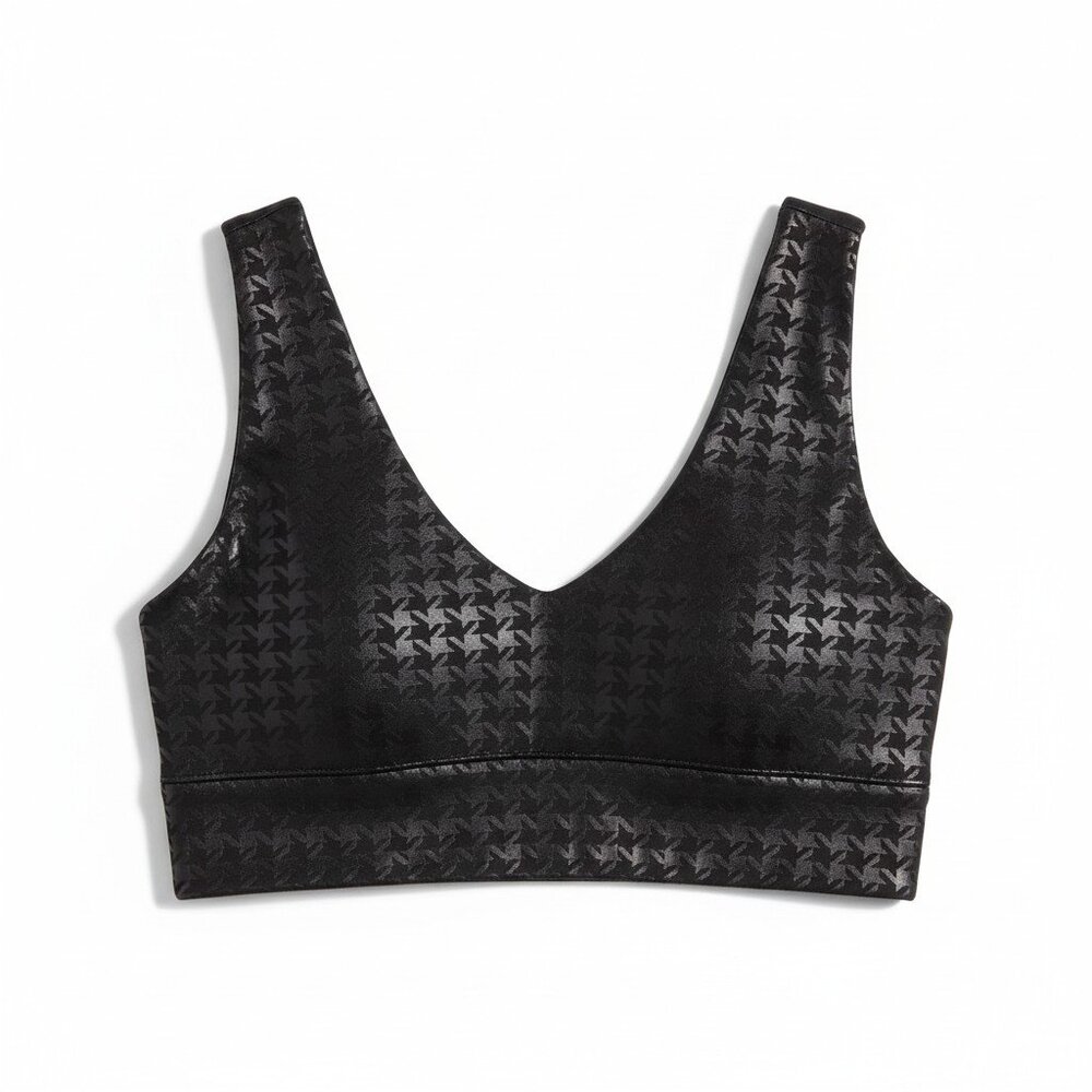 NWT Gottex Peach Skin Collection Black Houndstooth V-Neck Sports Bra XS - $54 - Picture 4 of 5
